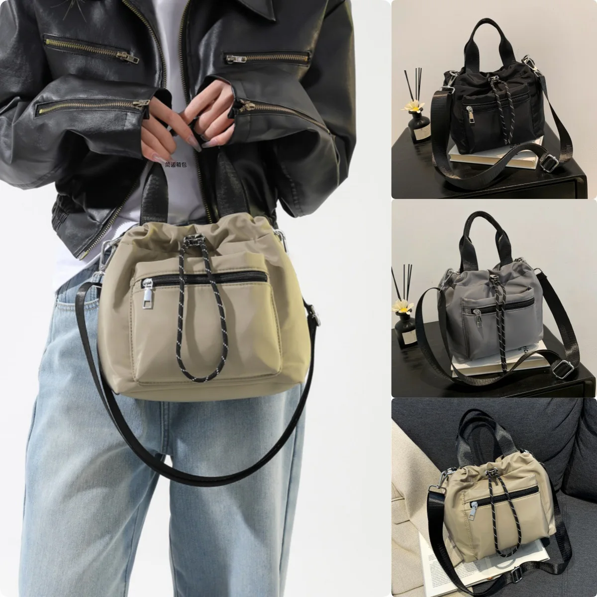 New Simple Large Capacity Portable Bucket Bag Summer Versatile Casual Crossbody Bag Single Shoulder Commuter Bag Korean Fashion