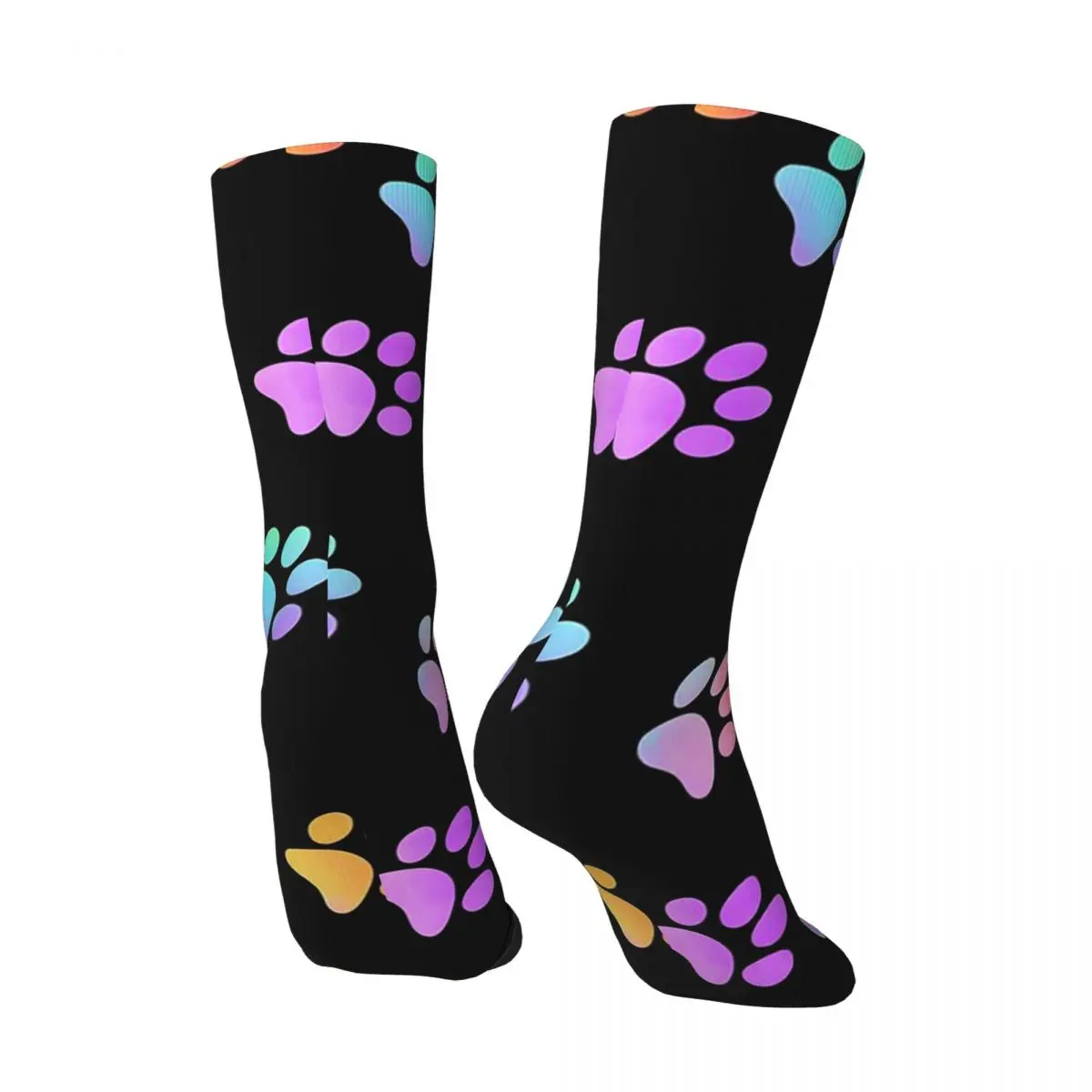 All Seasons Colorful Gradient Paw Socks Harajuku Sport Middle Tube Socks Hip Hop Stockings for Men Women Valentine's Day Gifts