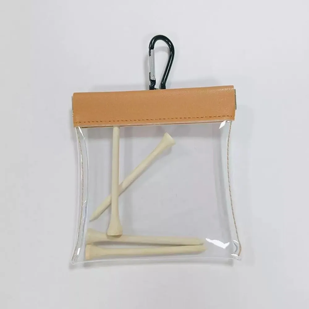 Transparent Golf Bag Pouch with Auto Close PVC Golf Tee Storage Holder Wide-Mouth Hanging Pouch Golf Tool Storage Bag
