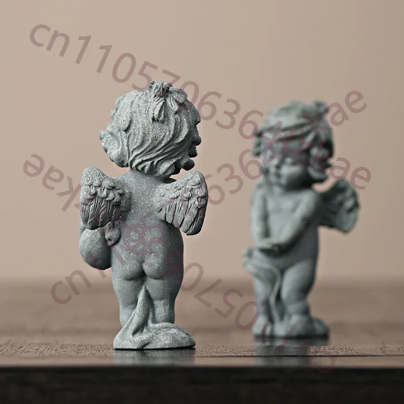 Sandstone Angel Decorative Small Model Handmade Sculpture European Style Home Room Office Aquarium Decoration And Accessories