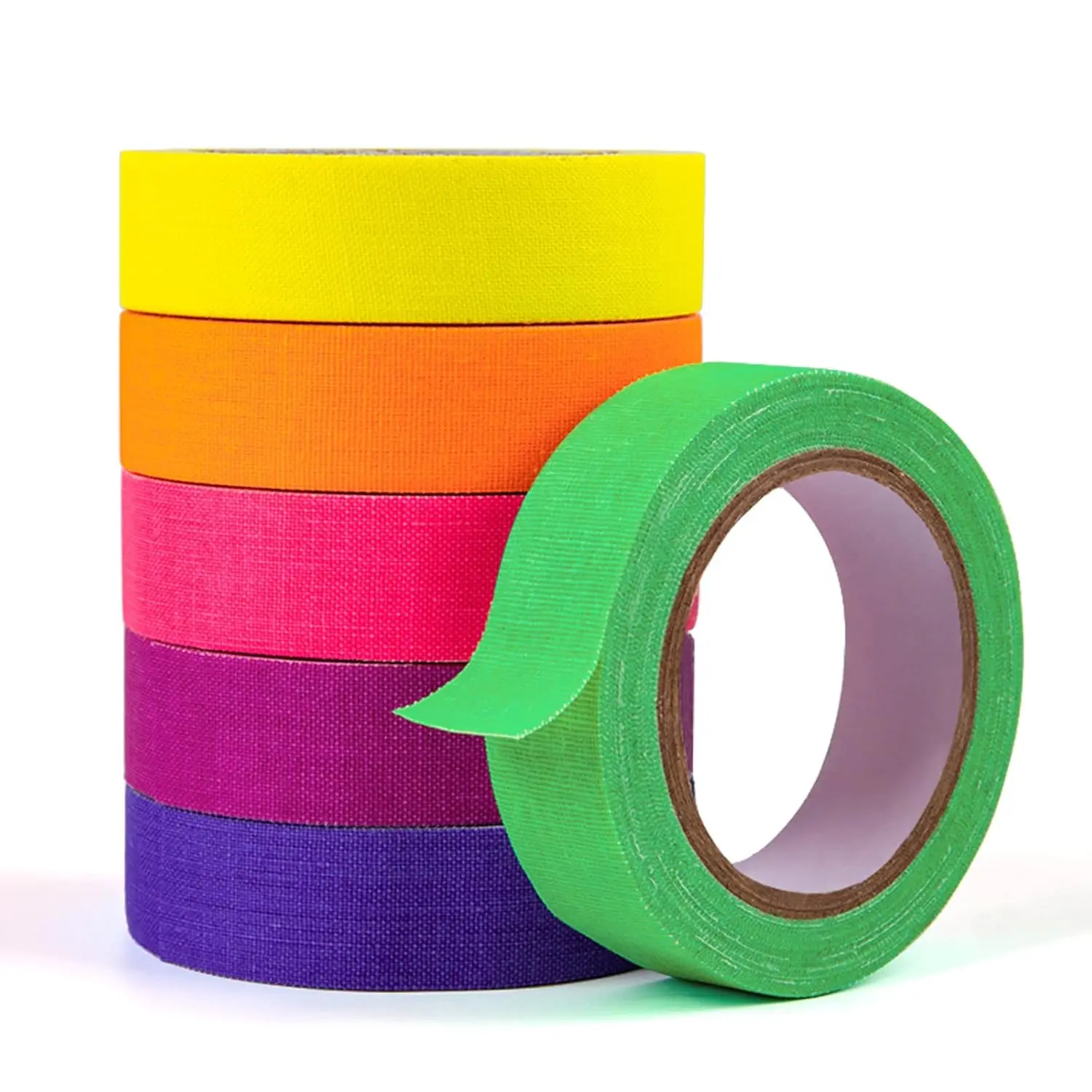 UV Blacklight Reactive Neon Tape, 6 Colors Neon Gaffer Tape, Fluorescent UV Black Light Glow in The Dark Tape for UV Party