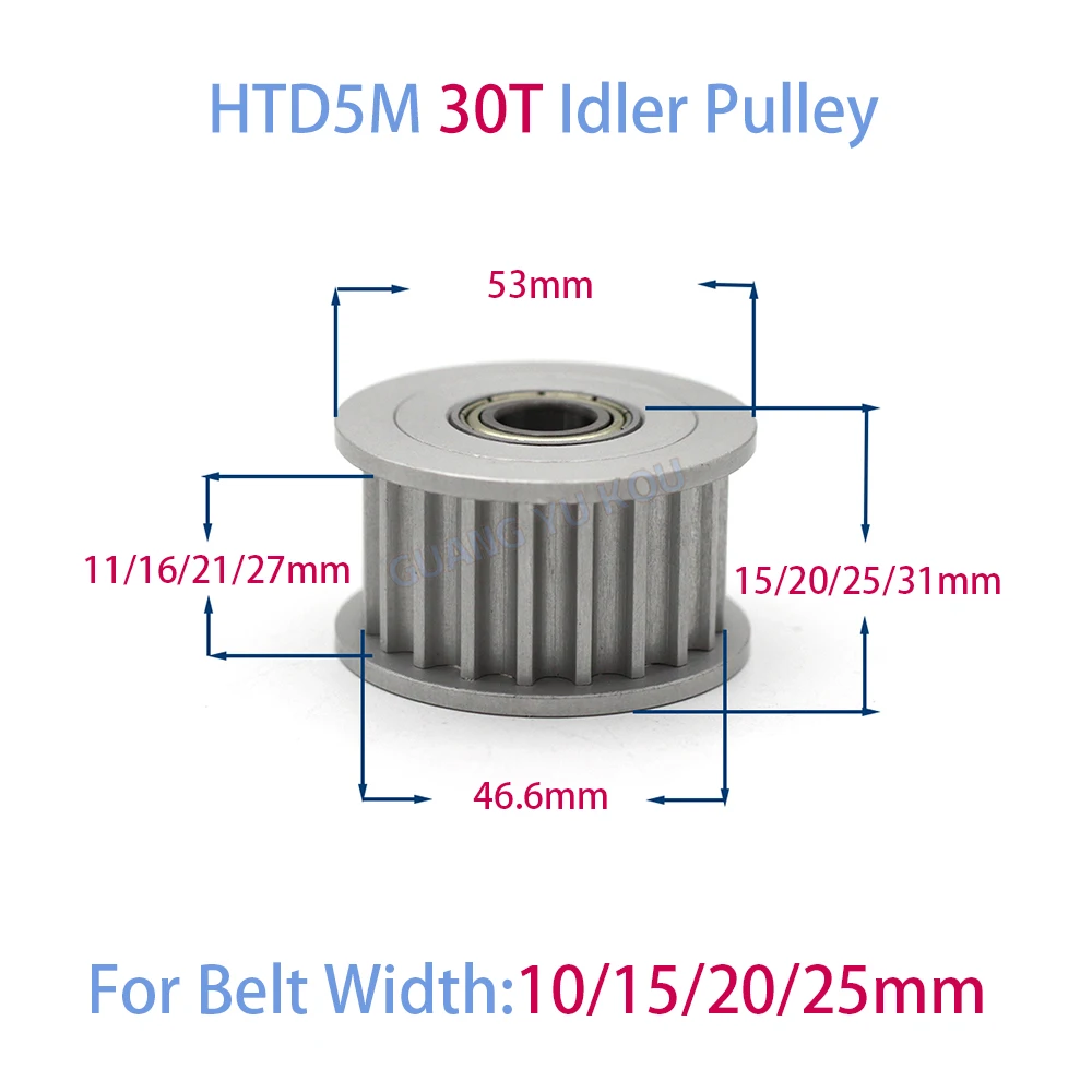 HTD 5M 28Teeth 30Teeth 32Teeth Idler Timing Pulley Bore 5-30mm Belt Width 10/15/20/25mm Synchronous Wheel CNC Machine Accessory