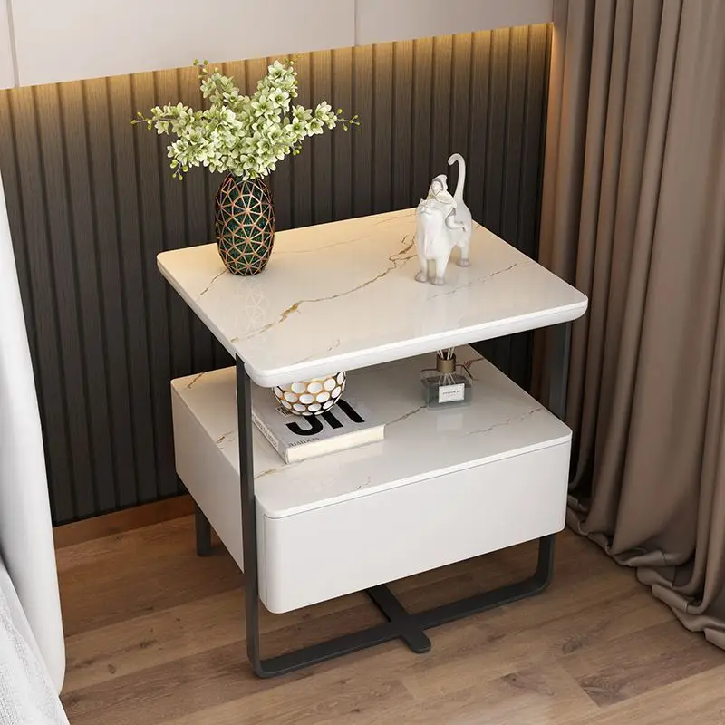 //Smart Nightstand Bedroom Storage Rounded Corner Wireless Charging Password Lock