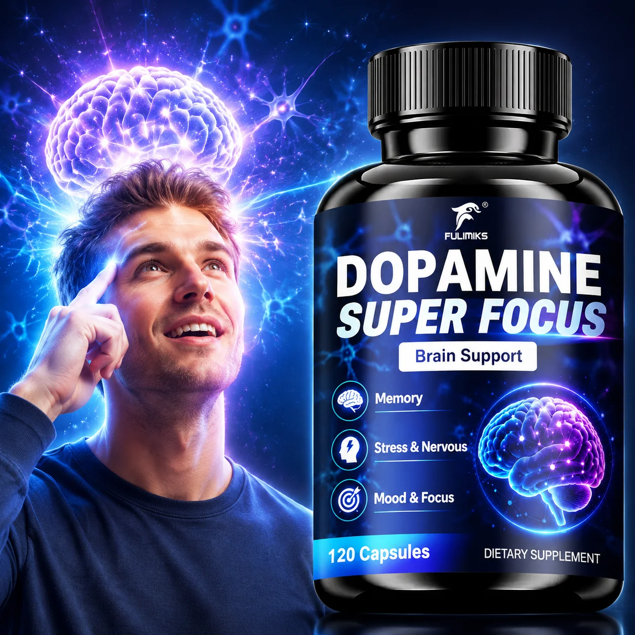 Advanced Brain Cognitive Capsules with Rhodiola Panax Ginseng, Support Memory Study Work Concentration & Restore Mental Vitality
