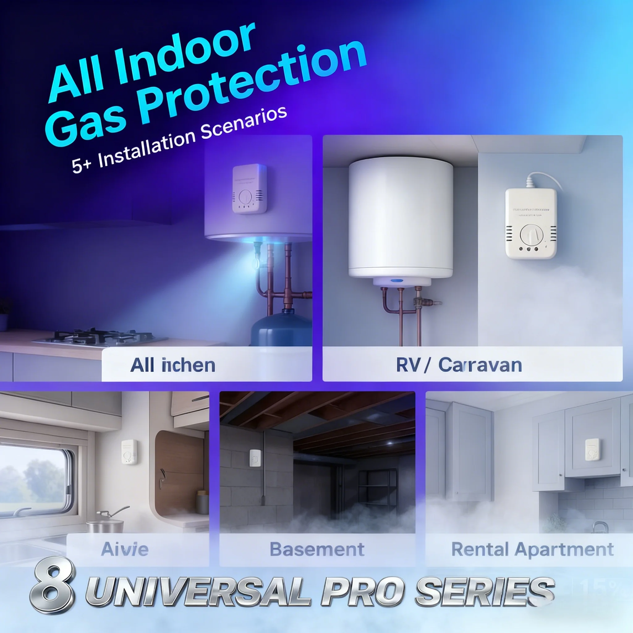 30s Fast Response Gas Alarm, 85dB, Detects LPG/Methane for Kitchen/Basement/Boiler Room