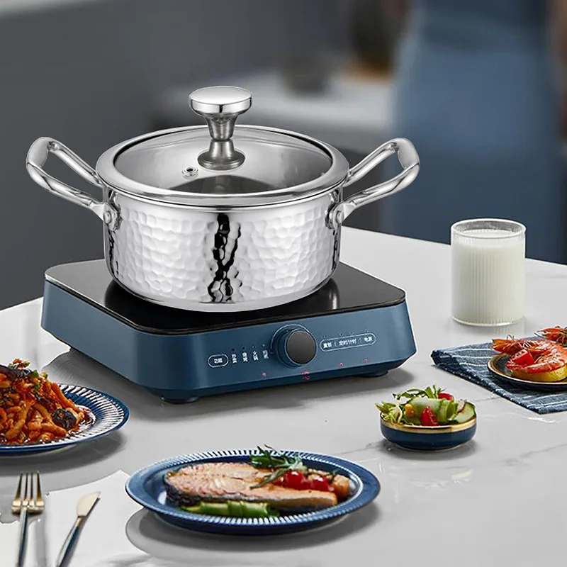 DSA three-layer steel hammer single small pot commercial soup pot with lid induction cooker gas general stainless steel pot