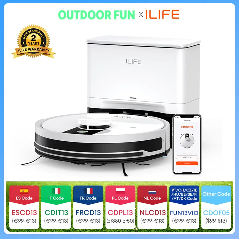 Robot Aspirador y Fregador ILIFE A12 Pro, Navegación LIDAR, Recolección Automática de Polvo, Succión de 3000Pa, Control por Aplicación/Control Remoto