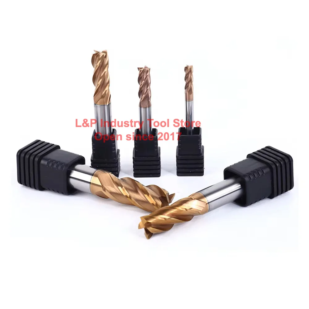 HRC60 เครื่อง CNC Milling CUTTER 4 สี่ฟันขลุ่ยใบมีดคาร์ไบด์ FLAT End Mill Shank Router เจาะโลหะ Bits เครื่องกลึงอุปกรณ์เสริม
