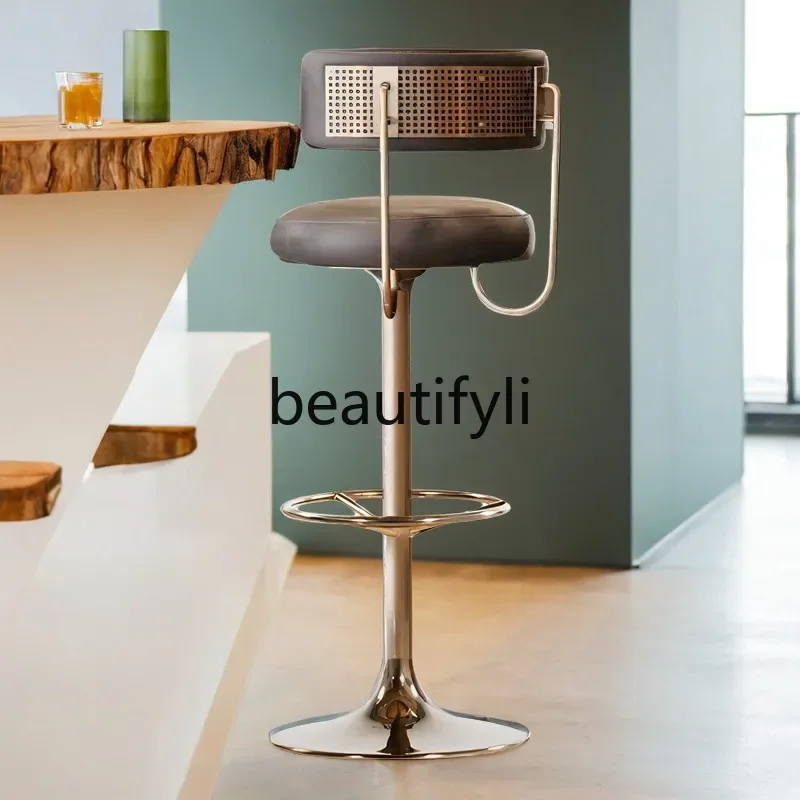 

X Rotating High Bar Stool Luxury High-End Home Use Backrest Simple Front Desk Reception Chair