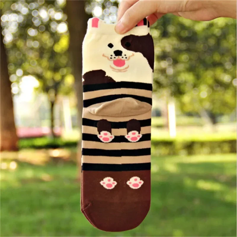 Fashion Women Art Cotton Socks Autumn-Winter Colorful Lovely Pug Shiba Inu Corgi Patterned Sock Ladies Female Funny Cartoon Sock