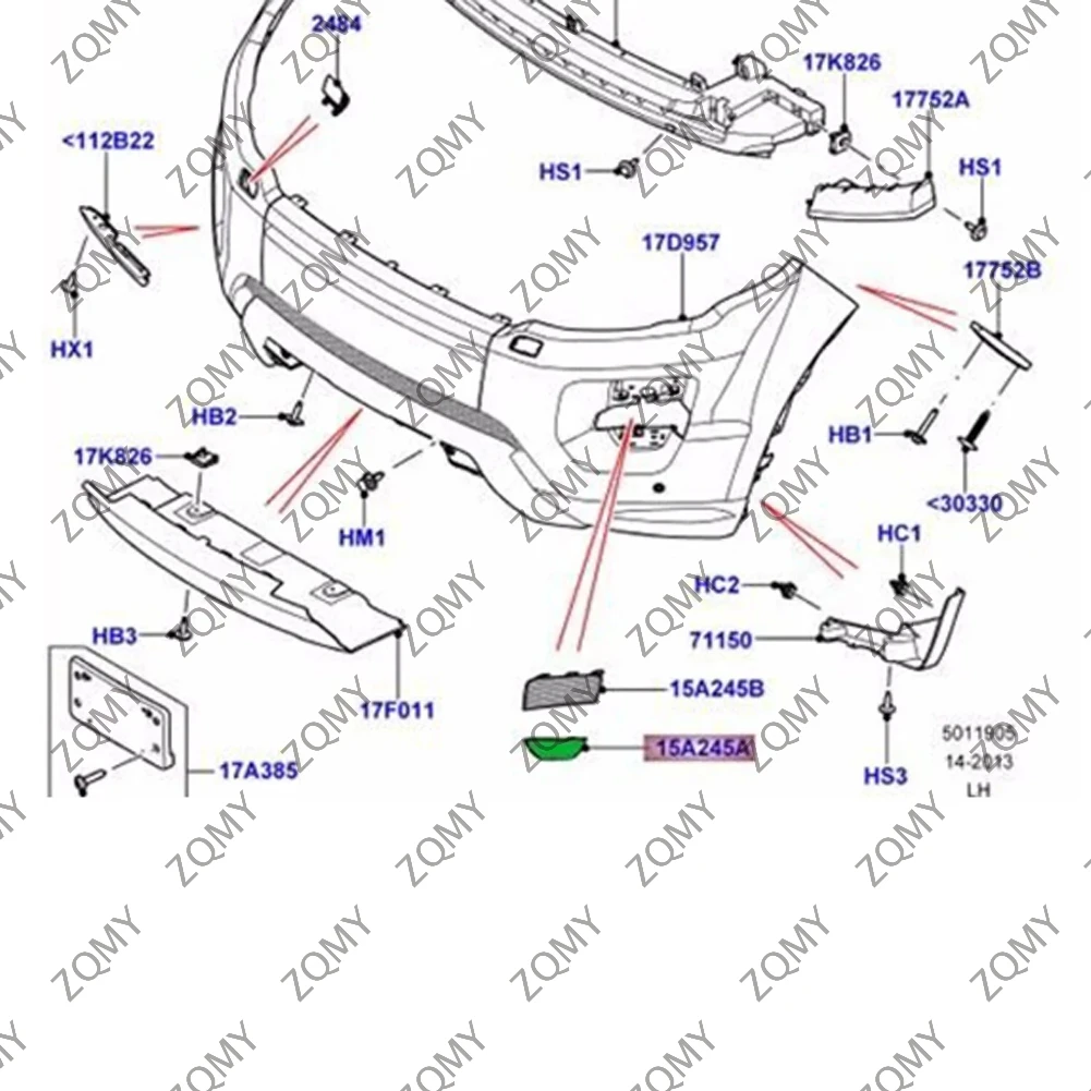 1 szt. Przednia dolna ramka lampy przeciwmgielnej do Land Rover Range Rover Evoque 2012 2013 2014 2015 2016 2017 LR027867 LR027866