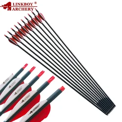 12pcs Linkboy tiro con l'arco Mix Carbon Arrow Spine 500 28/29/30 pollici ID6.2mm accessori per arco composto tiro da caccia all'aperto