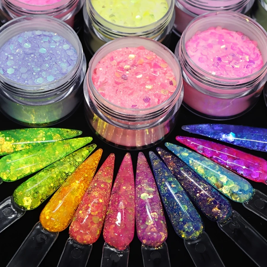 Acrylic Powder Set, 12 Colors Acrylic Nail Powder, Colored Acrylic Nail System Valentines Nail Art Powder for Nail Extension