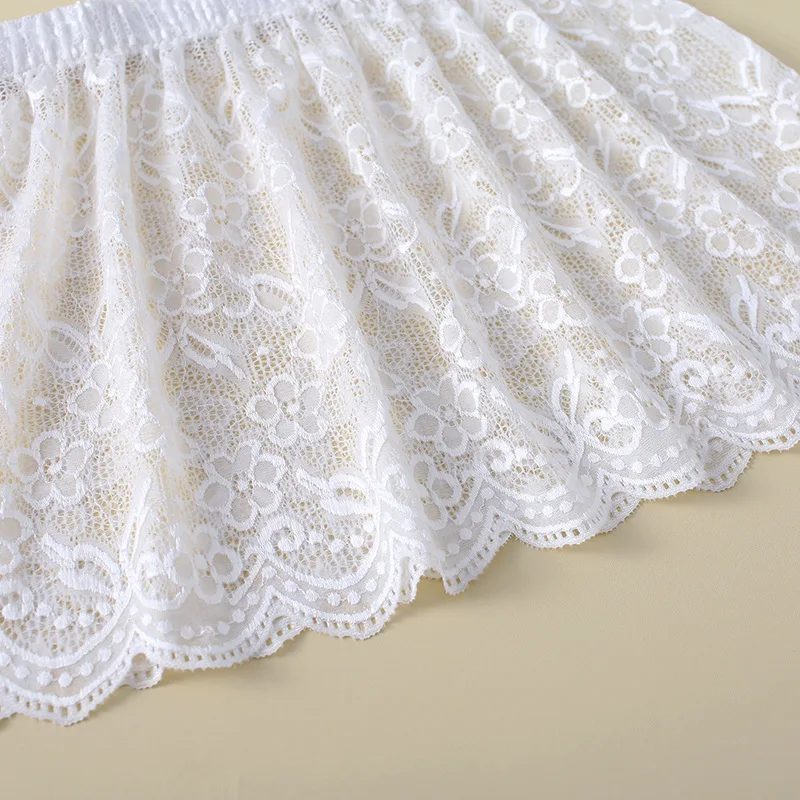 Sottogonna Finta In Pizzo Floreale: Orlo Finto Regolabile Con Elastico, Vita 70-100 Cm - 3