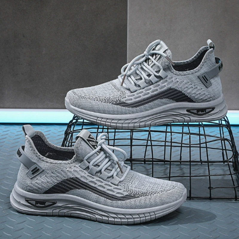 Men's Breathable Knit Sneakers Lightweight Running Shoes for Man Casual Sports Trainers Summer Mesh Non-slip Footwear Plus Size
