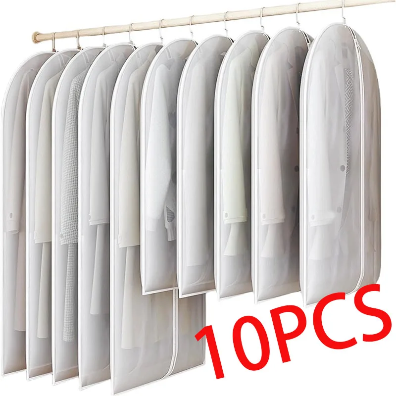 

Clothes Hanging Dust Cover Wedding Dress Cover Suit Coat Storage Bag Transparent Fully Enclosed Clothes Cover With Zipper