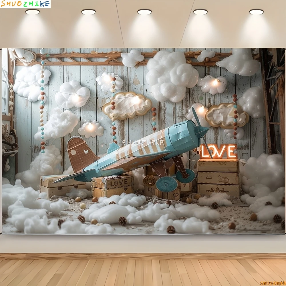 Blue Marine Nautical Retro Globe Sailing Photography Backdrops Props Baby Newborn Birthday Party Decoration Background HD-02