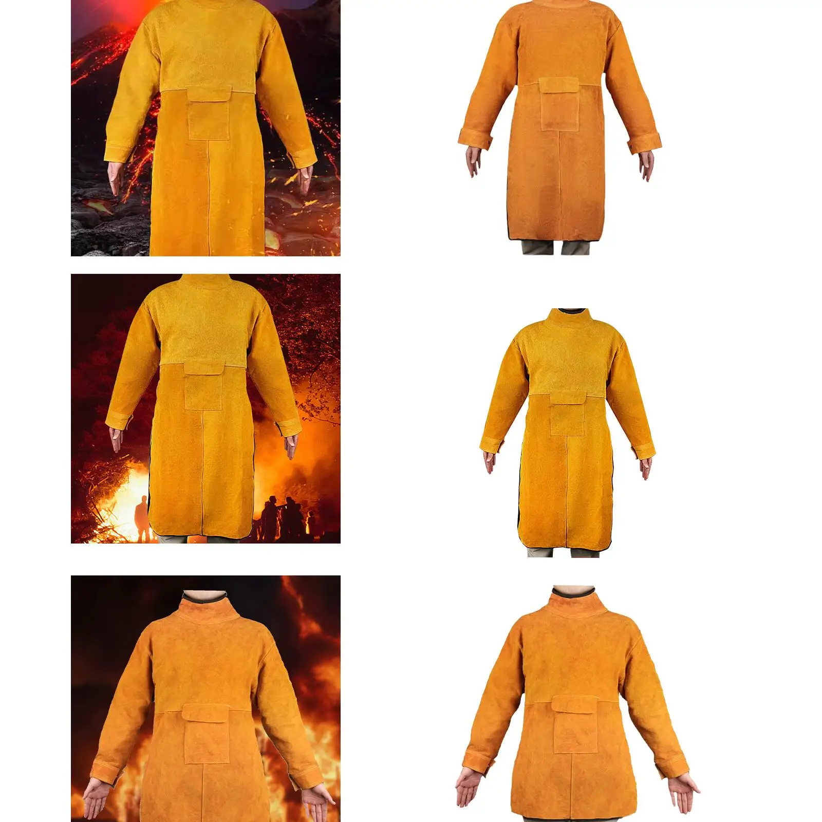 Welding Apron with Sleeve Weld Coat Welder Protective Clothes Welding Jacket