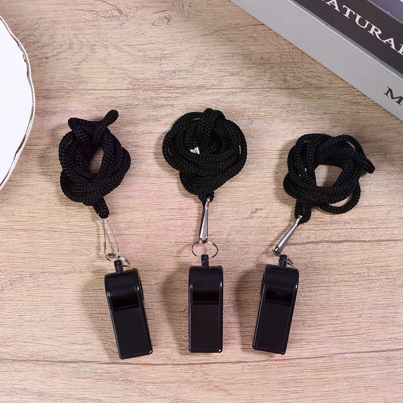 2/5/10 قطعة صافرة سوداء عالية الجودة للرياضة كرة القدم كرة السلة الحكم التدريب في الهواء الطلق صفارة إنقاذ مع الحبل #4