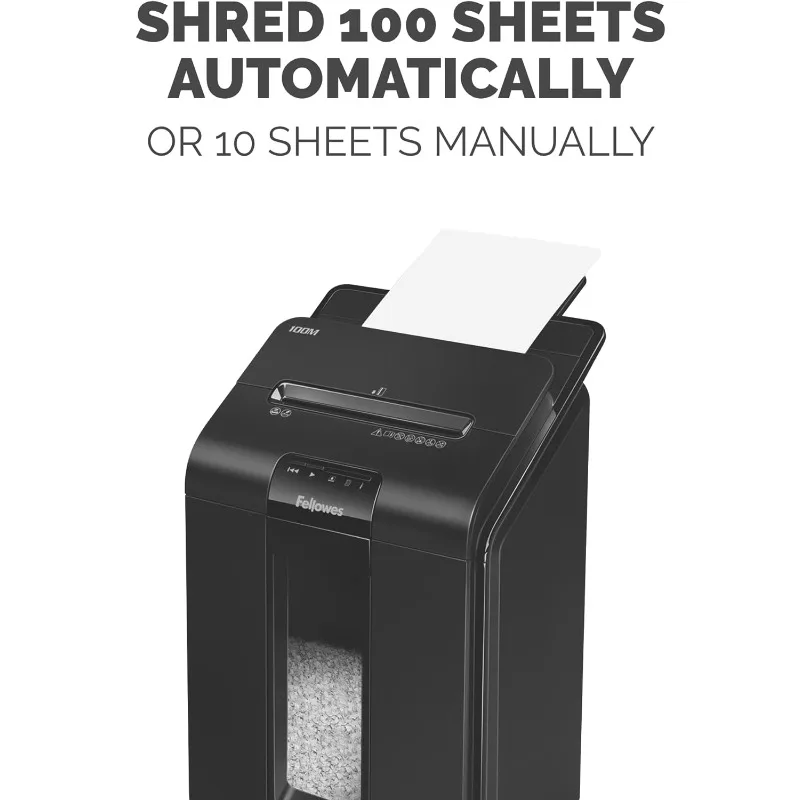 Fellowes AutoMax Micro-Cut 100M Commercial Office Auto Feed 2-in-1 Paper Shredder with 100-Sheet Capacity