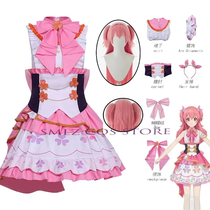 Anime More More JUMP Cosplay PJSK Momoi Airi Cosplay Costume Wig Sing Song Dress Halloween Party Dress Lolita Suit for Woman