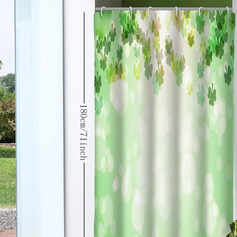 1pc Four-leaf clover Shower Curtain with Metal Grommets, Polyester Bath Curtain Widow Curtain Bathroom Decor & Accessories