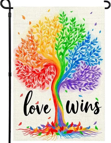 Pride Garden Flag, Rainbow Tree Love Wins Double Sided Flag for, 12x18 Inch XXQ