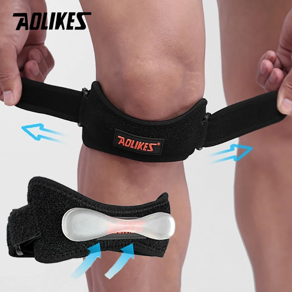 AOLIKES 1PCS Sport Patella Brace Verstellbaren Riemen EVA Knieschoner Knie Unterstützung Pad Schutz Getriebe Basketball Volleyball Schutz