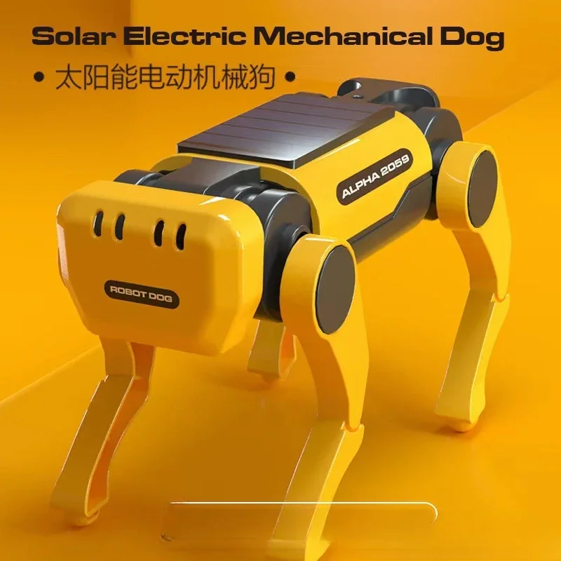 You can walk in the sun steam solar electric robot dog children assembled toys boy educational robot