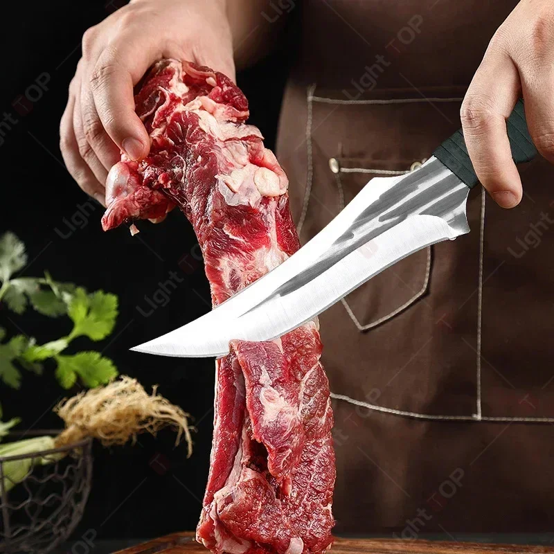 2PCS Bucther Knife Set Stainless Steel Kitchen Boning Knife Handmade Forged Chef Knife 2-in-1 Knives Kitchen Accessories