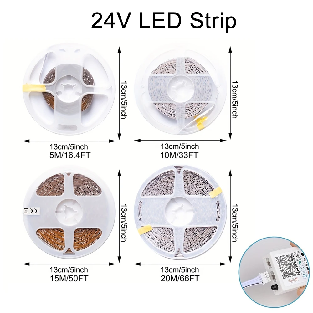 24V LED Strip Lights 5m 10m 15m 20m LED Tape Flexible Ribbon (No Adapter & No Controller)