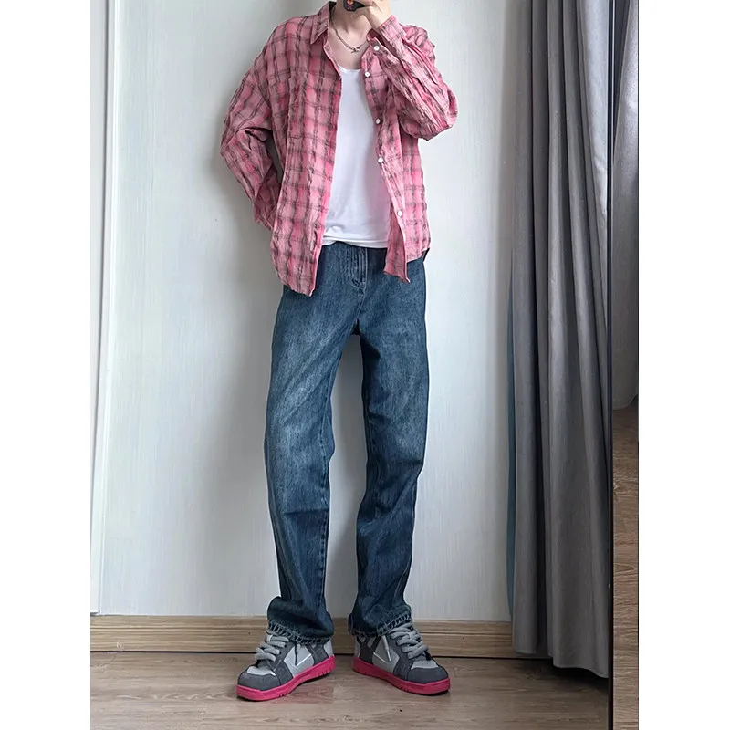 

Мужские джинсы Cleanfit Vintage Blue, весенне-осенние, прямого кроя, повседневные, универсальные, классические, прямые, расклешенные брюки