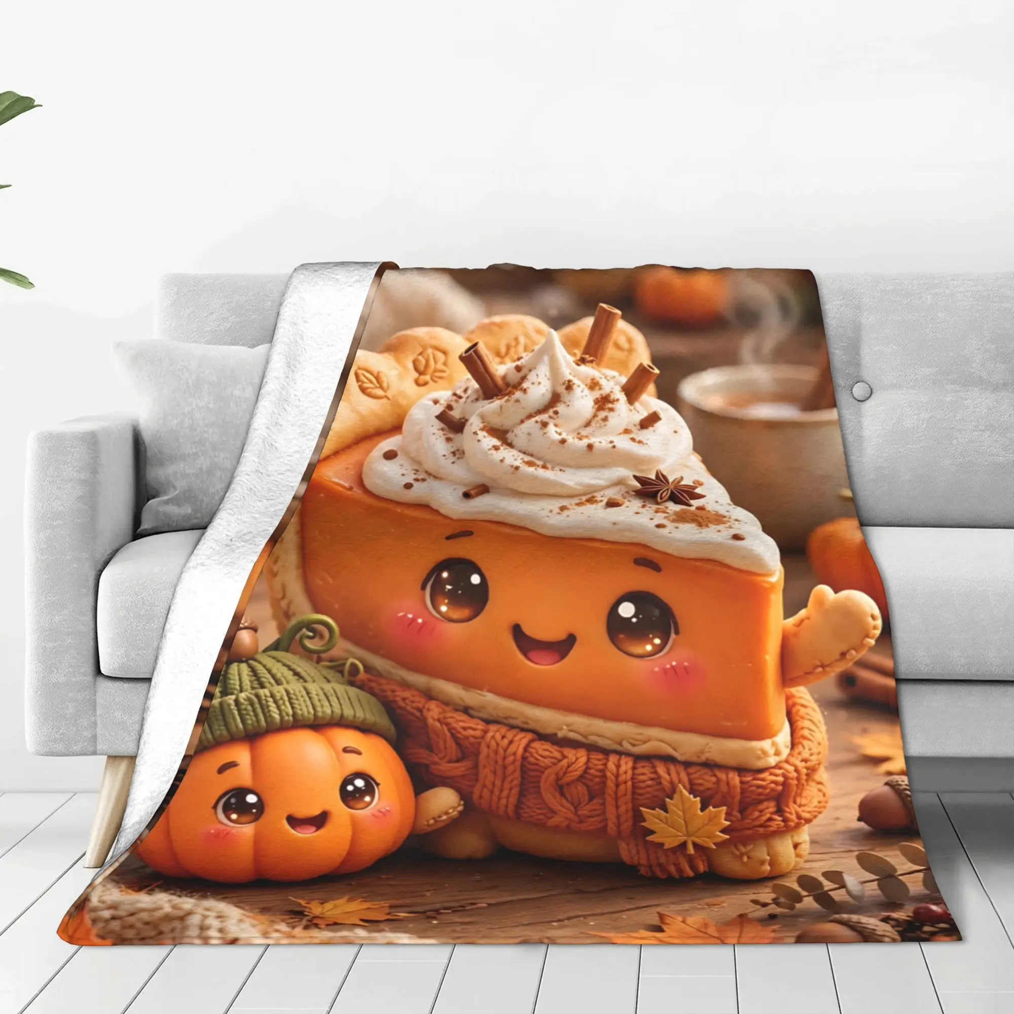 1PC Home Kawaii Hot Apple Cider Art Blanket Throw Blanket  Novelty Warm Blanket All Season Gift for Happy Halloween Give Thanks