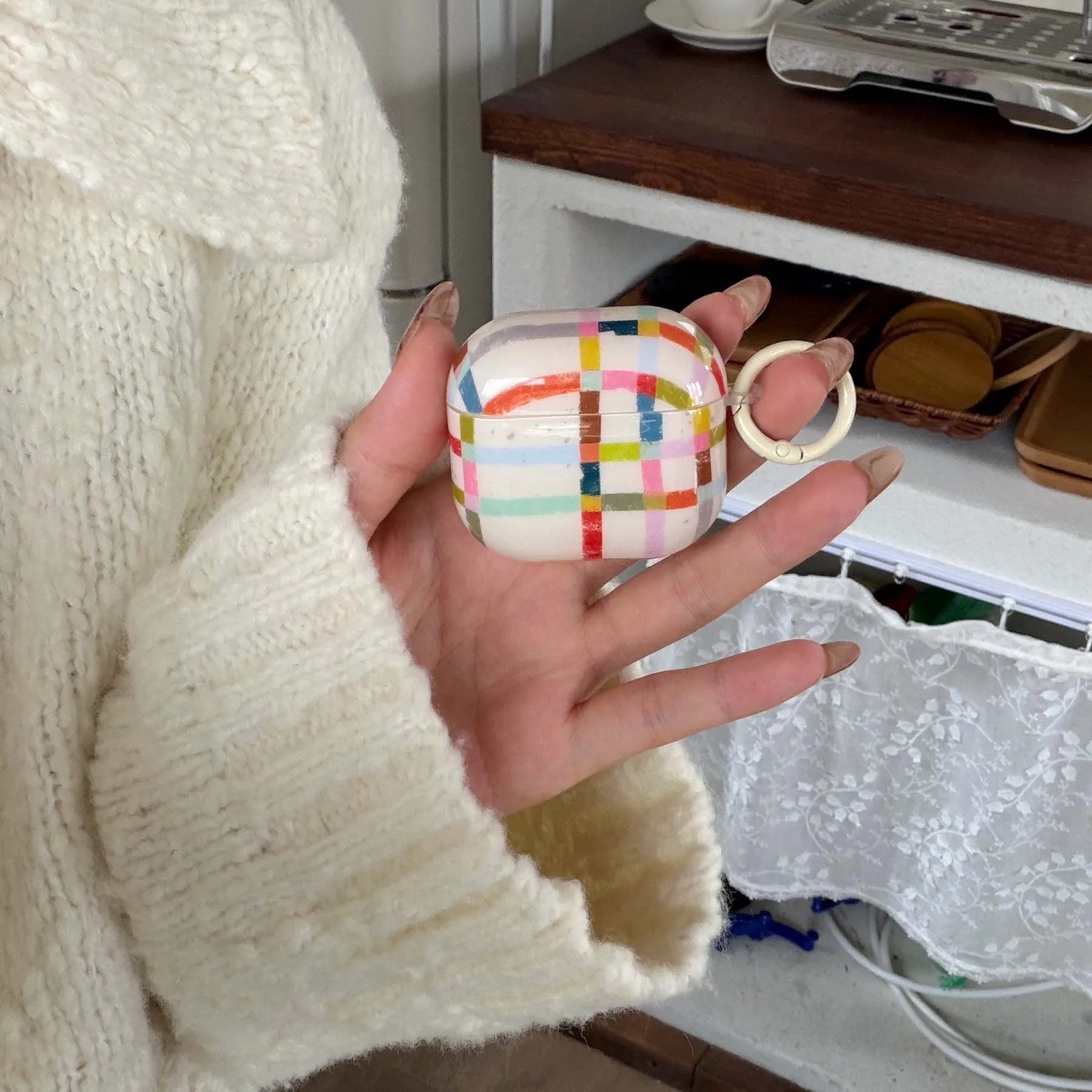 حافظة سماعة أذن عالية الجودة بتصميم شبكي ملون بألوان قوس قزح لهاتف أبل إيربودز برو 3 2nd 2 1 4 صندوق شحن بلوتوث لاسلكي