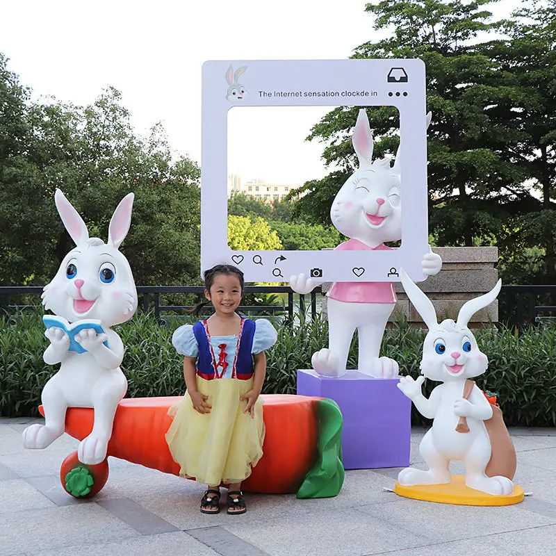 Kindergarten simulation animal cartoon rabbit sculpture ornament villa courtyard sales department garden landscape decoration