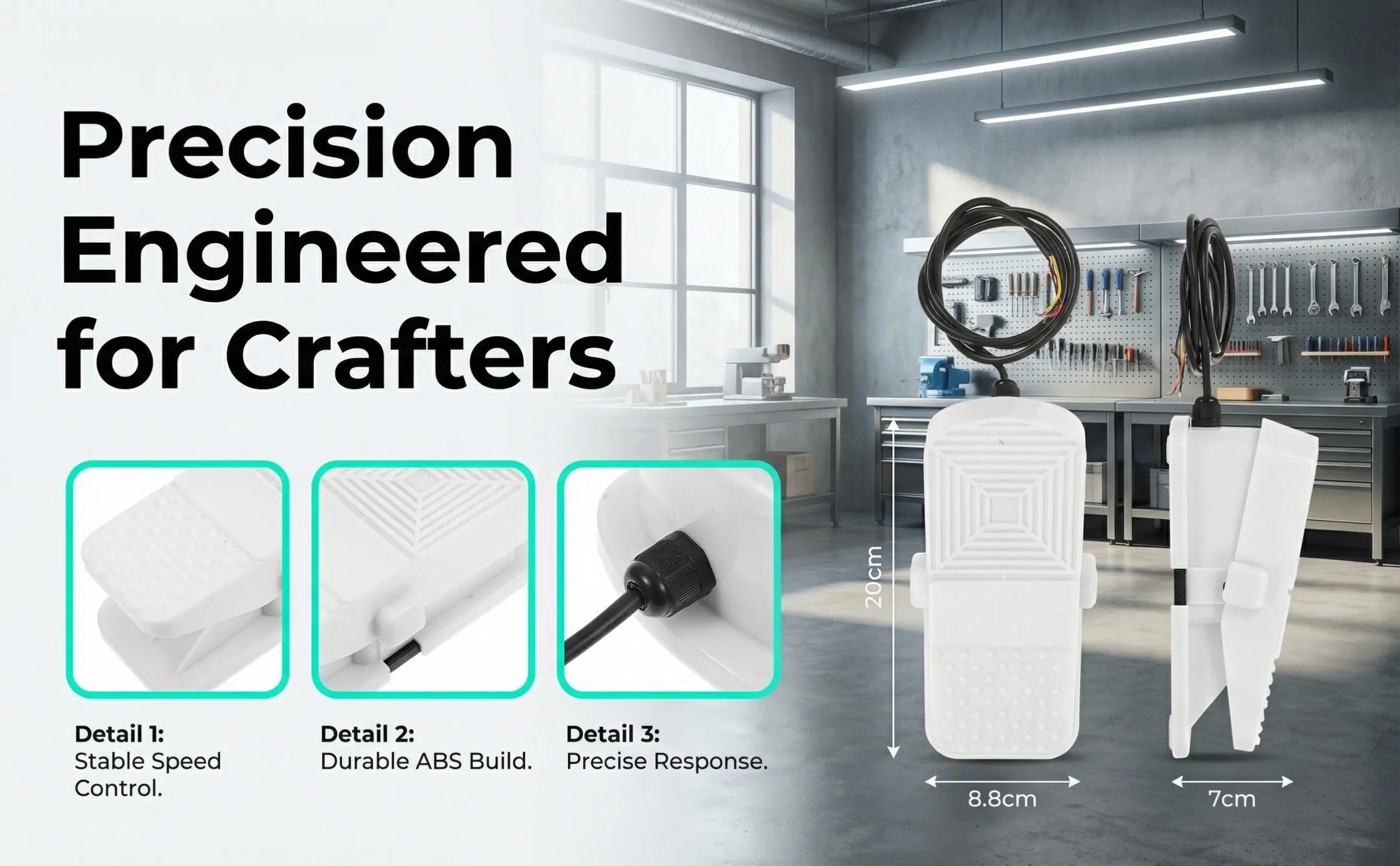 Foot Pedal for Pottery Machine Ceramic Forming Machine Repair Supply Precise Speed Control Handsfree Wide