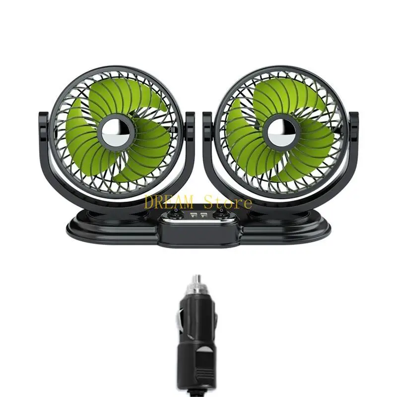 USB 5V Portable Dual for Head Car Fan Air Fan Car Air Conditioner Strong 360 Degree Cooler Car 2 Gears with 2 USB Ports Best