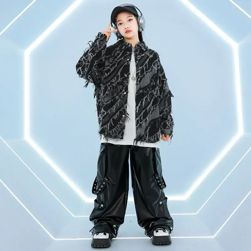 Jungen Hip Hop Lose Druck Hemd Cargo Hosen Mädchen Street Dance K-pop Tank Top Kinder Streetwear Kleidung Sets kinder Jazz Kostüme