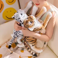 50cm Simulation White Tiger Leopard Plush Toys Soft Stuffed Animals Lifelike Cheetah Doll Sofa Cushion Home Decor for Kids Gifts