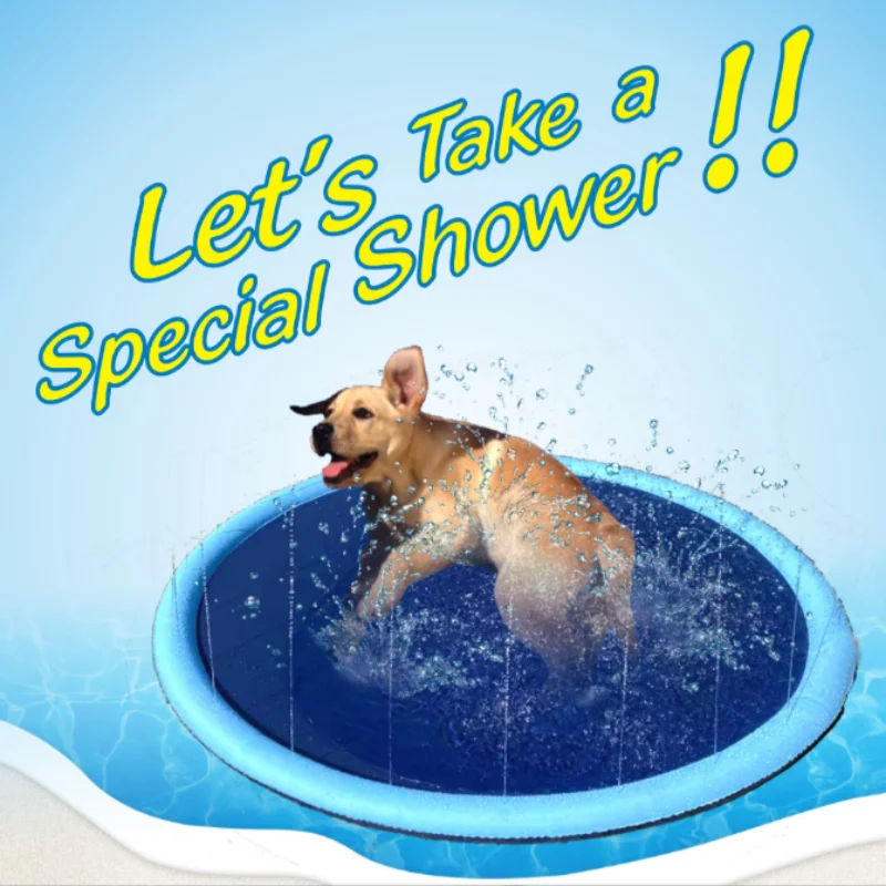 Thickened Pet Spray Mat, Non Slip Mat for Pets, Outdoor Dog and Child Spray Mat, Folding Pet Dog Swimming Pool, Folding Cleaning