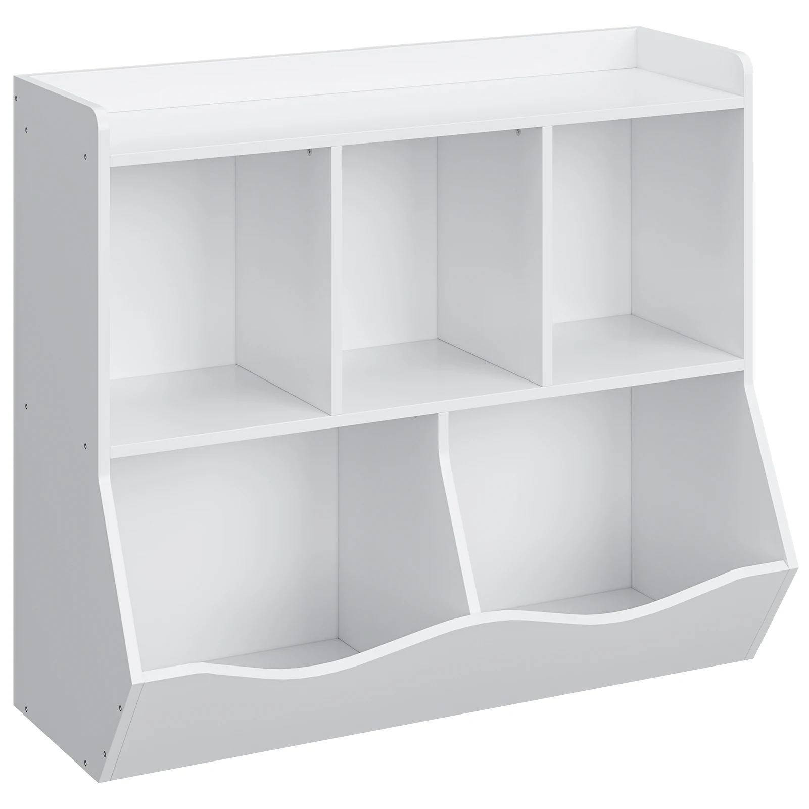 White Toy Bookshelf and Bookcase, Multi Shelf with Cubby Organizer Cabinet for Storage Books and Toys,for Children Bedroom