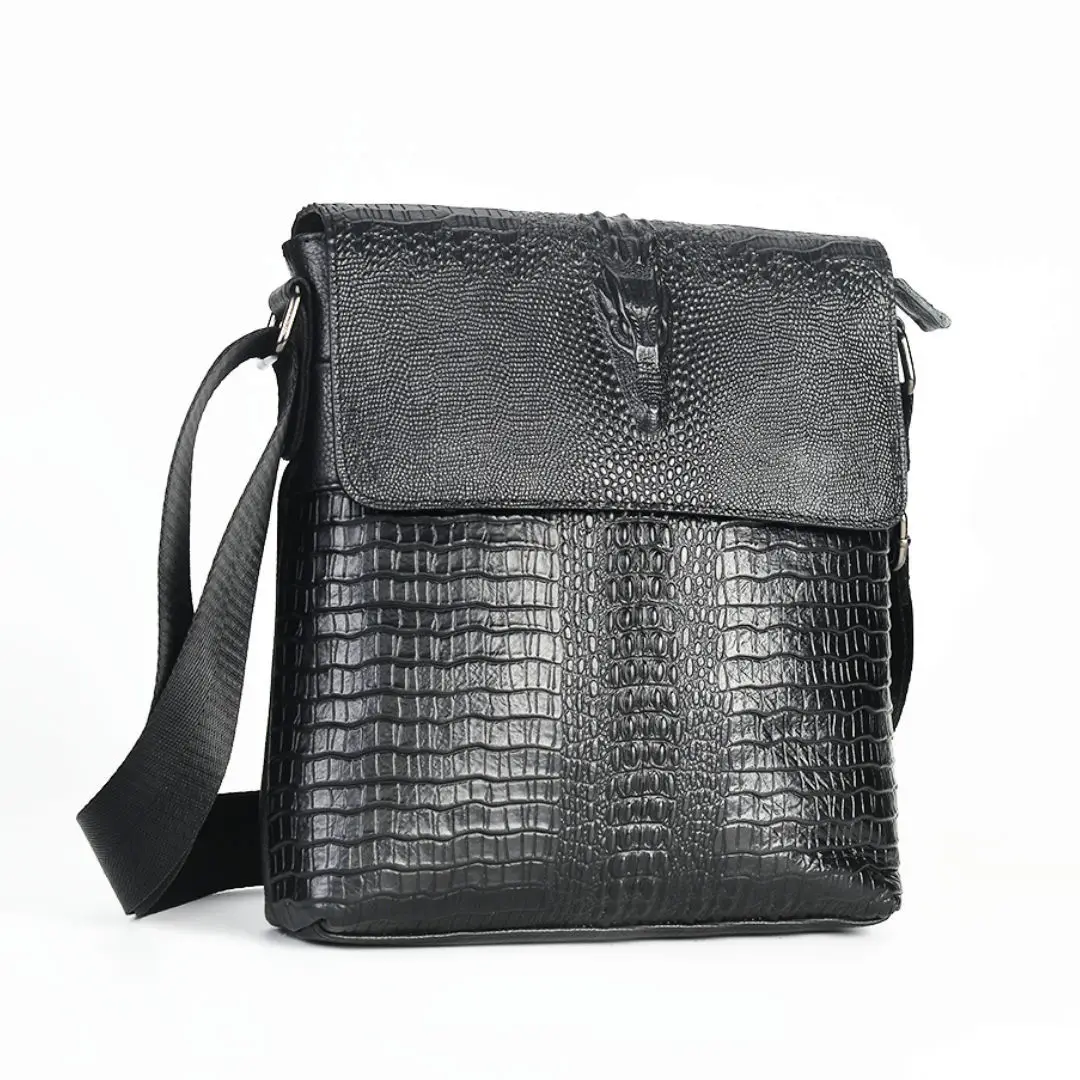 

Черная сумка через плечо из натуральной кожи с узором аллигатора для мужчин, сумка-тоут из натуральной коровьей кожи/сумка через плечо, новинка 2023 года, мужская