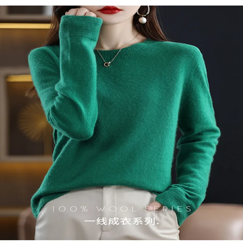 First-line ready-to-wear lace round neck ladies' sweater autumn and winter new pullover sweater loose casual knit bottoming shir