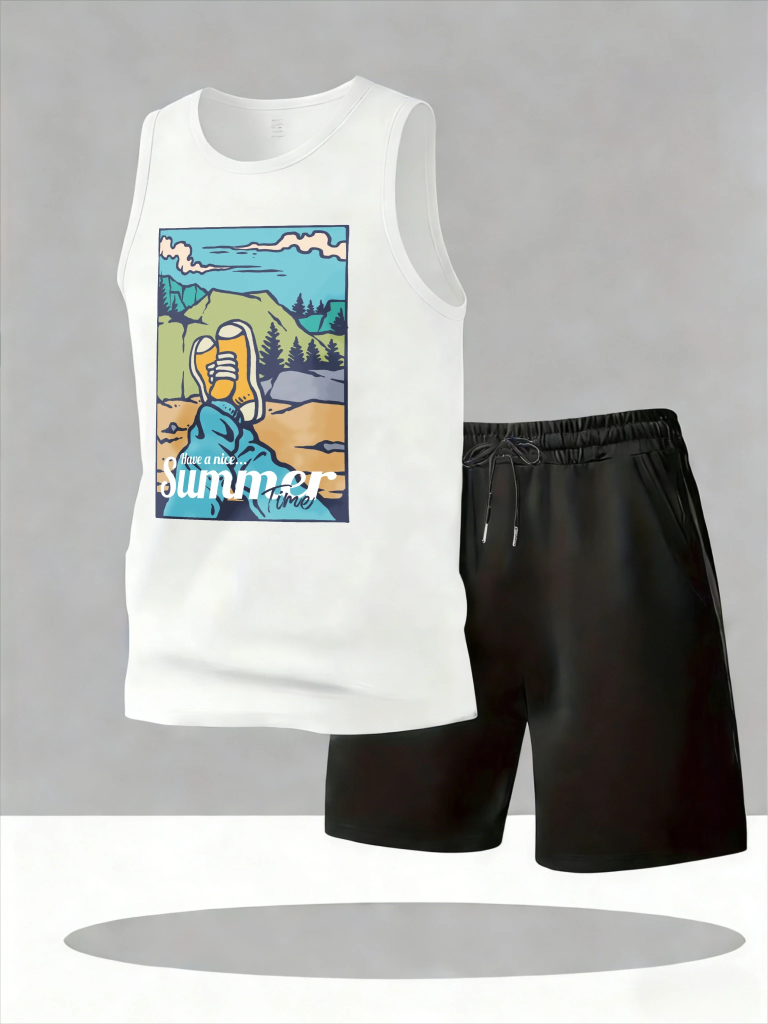 

Men's Tank Top Sets 2026 Summer Quick drying crewneck sports running seaside Breathable clothing set oversize Two-piece sets