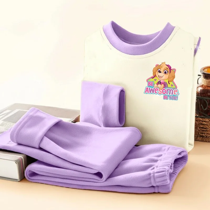 PAW Patrol Cartoon Printed Girls Warm Comfy Soft Pijamas Sets Autumn and Winter Kids Casual Home Clothing Set Child Sleepwears