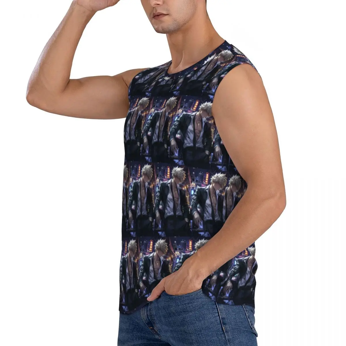 Bakugou Katsuki Men Sleeveless Tank Tops Quick Dry Breathable Gym Fitness Running Summer Casual Sport Vest