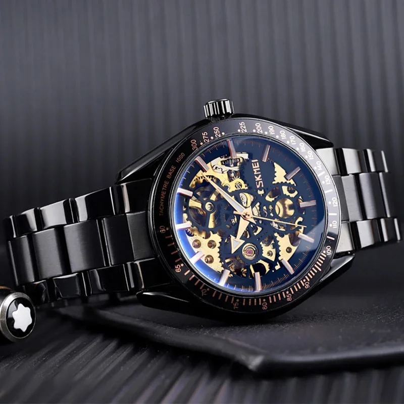 SKMEI 9194 Men Luminous Point Colorful Watch Hour Fashion montre homme Automatic Watches Mens Hollow Mechanical Wristwatches