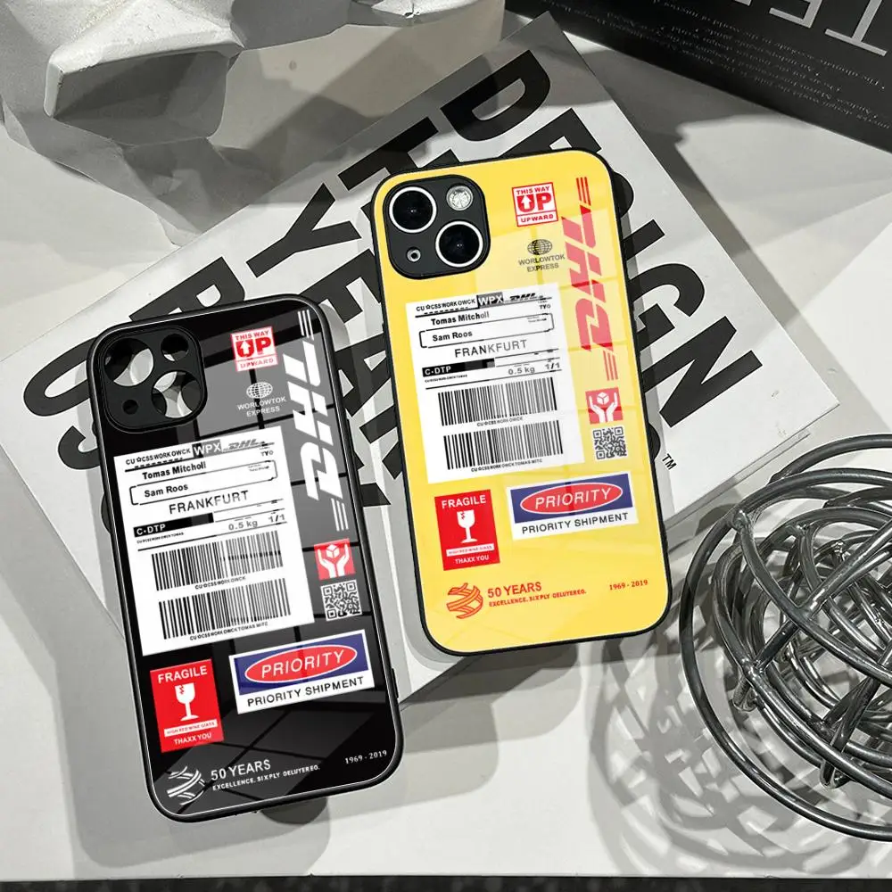 

DHL Hot Express 50th Annivers Phone Case Tempered Glass Shell FOR IPhone 15ProMAX 14 11 12 Pro 15 16 Plus 13 Pro MAX XR XS Cover