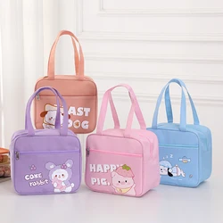 Cute Animal Printing Large Capacity Work Hand Carry Lining Aluminum Foil Insulated Lunch Bag Outdoor Picnic Thickened Locking Lu