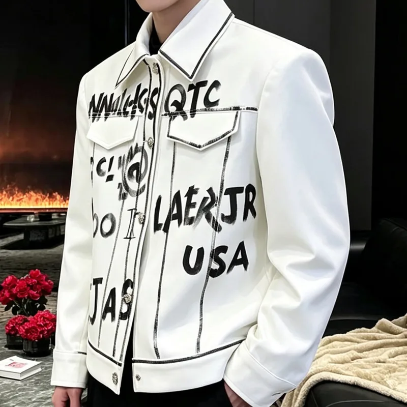 Design Graffiti Letter Jacket For Men Stylish Trendy Casual Versatile Outerwear Paired Mens Bomber Jackets Jaquetas Masculino